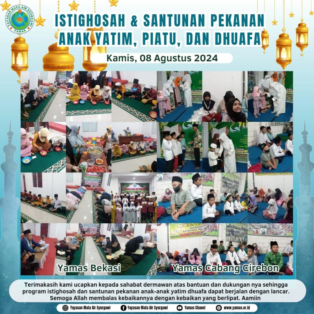Program Doa Bersama dan Santunan Pekanan.
