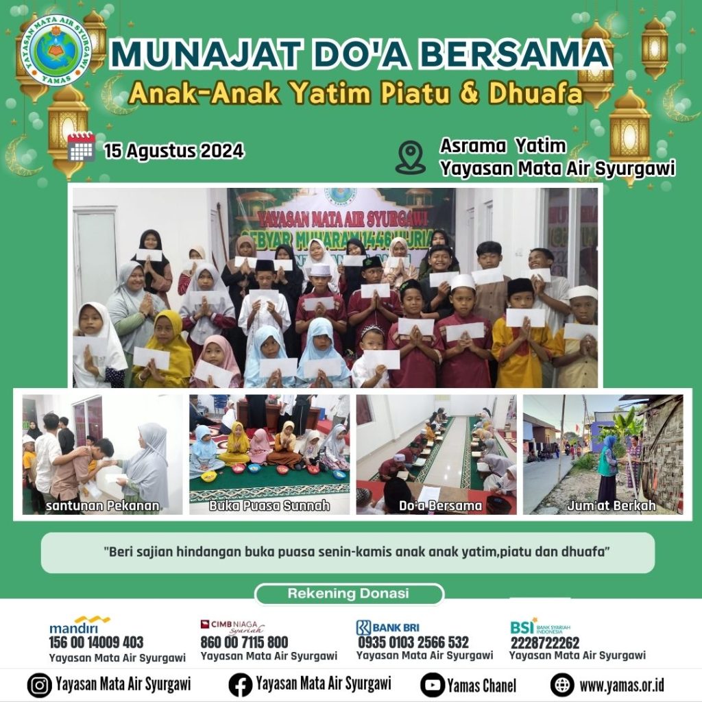 Munajat Doa Bersama dan Santunan Pekanan Yayasan Mata Air Syurgawi