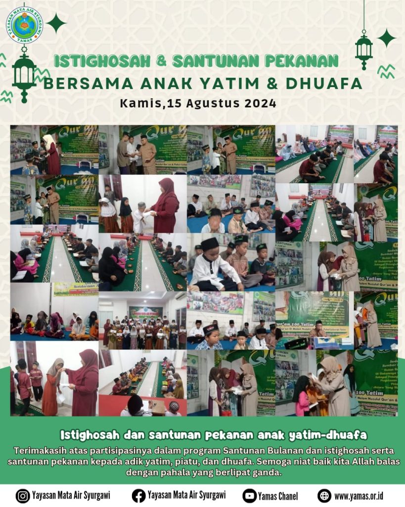 Doa Bersama dan Santunan Pekanan Binaan yayasan mata air syurgawi